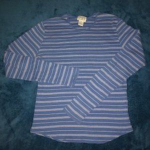 Ann Taylor Loft Blue and White Striped 100% Cotton Top Sz Medium used